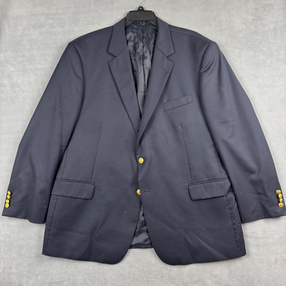 Brooks Brothers Madison Fit Navy Wool Blazer Gold Buttons 48R Mens Sport Coat